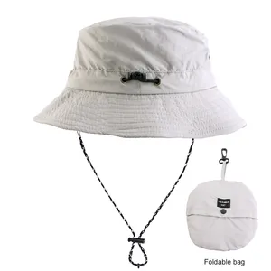 Großhandel Custom Logo Outdoor Sommer Polyester wasserdicht packbar Eimer Hut Sommer Strand Hut Outdoor Cap für Frauen Männer