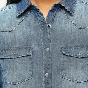 Nardon Apparel 2025 Venta caliente Nuevo Color sólido Casual Button-Down Tops Blusa elegante Camisa de mezclilla suave - Product Image 5