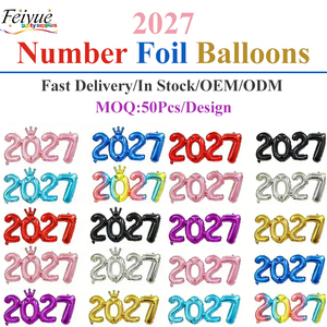 Globo de Número de Papel Metálico Conectado 2027, Globo con Forma de Número para Reuniones Anuales de Empresas, Eventos en Centros Comerciales, Ambiente Festivo, Venta al por Mayor - Product Image 1