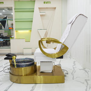 Luxuriöser Metall-Fußmassagestuhl mit Vergoldeter Basis, Drehbaren Armlehnen und Anpassbarer Farbe - Product Image 2