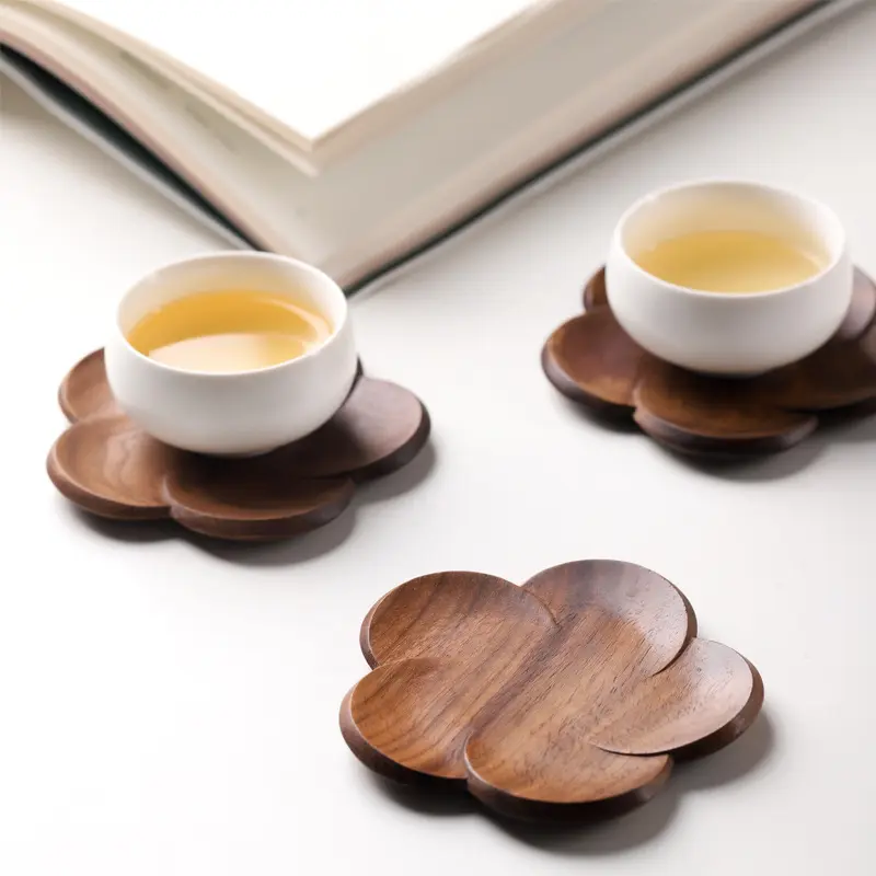 Set of 4 Wooden Coasters for Tea   Coffee Cups Mugs Beverages Glass Drink Mats Wooden Coaster Home Decor