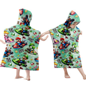 Peignoirs de <span class=keywords><strong>surf</strong></span> personnalisés pour filles et garçons, serviettes de piscine pour enfants, ponchos à séchage rapide en microfibre douce, serviettes de plage à capuche pour enfants avec dessins animés Mario - Product Image 5