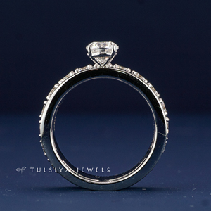 Bague en or blanc 14 carats avec diamant pour femme, luxe, pierre centrale jaune fantaisie, large alliance avec accents de diamants latéraux, bijoux de mariée - Product Image 5