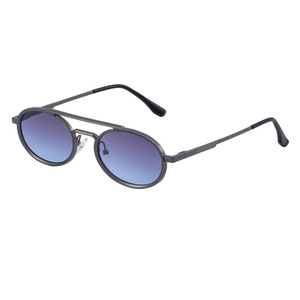 98284 Nuevas Gafas de Sol de Diseño de Marca de Lujo con Doble Puente para Hombre, Logotipo Personalizado, Marco Ovalado de Metal, Gafas de Sol Vintage para Mujer 2025 - Product Image 3