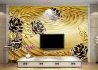 Papier peint 3D ZHIHAI de luxe européen, motif floral doré en relief, pour fond de télévision, papier peint 3D rose