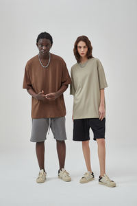 Özelleştirilmiş büyük boy 230G erkek pamuk antibakteriyel kısa kollu erkek tişört düz renk boş erkek bol tişört - Product Image 3