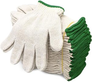 Guantes de Trabajo de Algodón Blanco de Punto, Protección para las Manos, Tejidos con Algodón Puro de Calibre 10 - Product Image 1