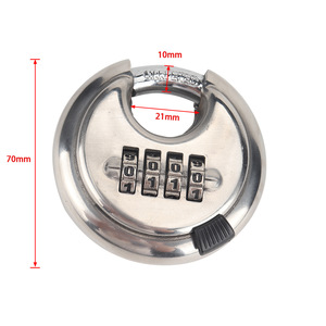 Stainless Steel Round Combination Pad <b>Lock</b> 4 <b>Digit</b> Chrome Plated Outdoor Use - Product Image 5