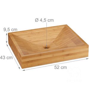 อ่างล้างหน้าทรงสี่เหลี่ยมผืนผ้าทำจากไม้ไผ่รักษ์โลก รุ่น Eco Go สำหรับห้องน้ำสไตล์โมเดิร์น - Product Image 3