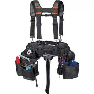 Custom Professional Electrician Carpenter Waist Electric Tool Bag High Quality Heavy Duty Portable Tool <b>Belt</b> Bag with <b>Suspenders</b> - Product Image 3