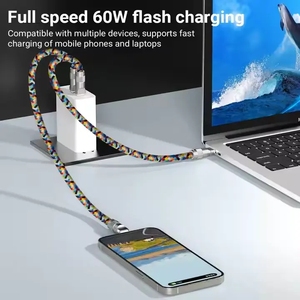 <span class=keywords><strong>สาย</strong></span>คล้องคอโทรศัพท์โลหะผสมสังกะสีสายดาต้า USB C TO USB C <span class=keywords><strong>สาย</strong></span>คล้องข้อมือแบบแขวนได้อย่างรวดเร็ว PD 60W 480Mbps <span class=keywords><strong>สาย</strong></span>ดาต้า - Product Image 5