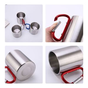 Taza de Viaje de Acero Inoxidable con Asa de Mosquetón, Doble Pared, 220ml/300ml, para Camping y Café, Personalizable, Regalo Promocional, Venta al Por Mayor - Product Image 3