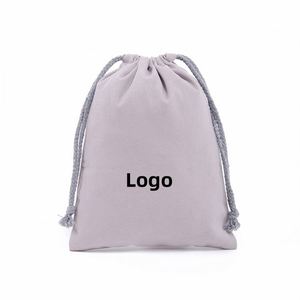 Eco-Friendly Recyclable Custom Logo Rope Handle <b>Drawstring</b> <b>Bags</b> <b>Canvas</b> Printed Cotton Linen Felt Packaging for Gift Jewelry - Product Image 1
