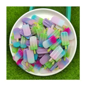 Summer Favourite Food Sweet Ice Cream Popsicle Flatback Resin Cabochons Miniature Dollhouse Foods For Jewelry Craft Decoration