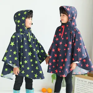 Rainy Day Polyester Star Pattern Cute Girl Beach poncho Rain Coats for Children Kids