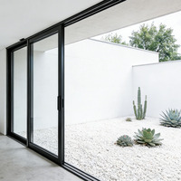 Portes coulissantes NFRC pour extérieur, robustes, grande visibilité, à rupture de pont thermique, avec cadre en aluminium et verre trempé personnalisé