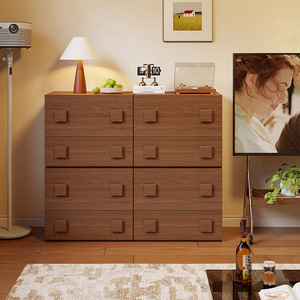 Modular Solid Wood <b>Chest</b> Of Drawers 6 Compartments Living Room <b>Storage</b> Cabinet Vintage Style - Product Image 2