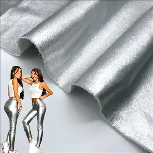 Hoge Stretch Metallic Zilver Geweven Twill Vrouwen Jeans Textiel Stoffen Voor Broek Jurk