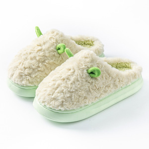 Pantuflas <span class=keywords><strong>de</strong></span> algodón para mujer, nuevo estilo Otoño Invierno, suela gruesa para parejas, zapatos cálidos <span class=keywords><strong>de</strong></span> algodón <span class=keywords><strong>de</strong></span> lana <span class=keywords><strong>de</strong></span> felpa antideslizantes para el hogar - Product Image 4