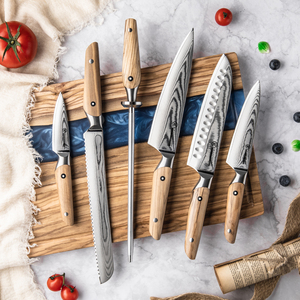 Grandsharp 67 lớp Damascus thép nhà bếp đầu bếp dao đặt cao cấp đầu bếp nhà bếp dao bánh mì tiện ích gọt dao đặt gỗ ô liu - Product Image 1