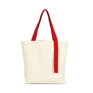 Portable White Cotton Canvas Shoulder Bag-Durable Travel Lunch Shopping Grocery Bag