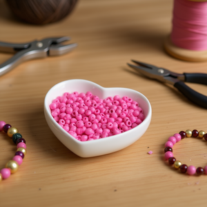 Perline Ilan Abalorios 4mm Rosa 50g per Creazione di Gioielli Artigianali - Product Image 3