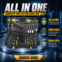 Ensemble d'outils de réparation automobile professionnel haut de gamme OEM 222 pièces avec clé à molette réglable en acier au chrome-vanadium, kit combiné, coffret rigide