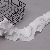 9cm Taille Double Couches Dentelle Plissée Blanc Élastique Maille Perle Lacets Vêtement Tissu Accessoires