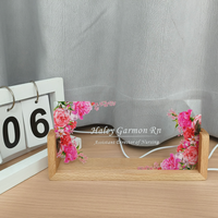Plaque de nom de bureau personnalisée avec fleurs, panneau de bureau LED, plaque de nom personnalisée, décoration de bureau, accessoire de bureau, cadeau de nouvel emploi