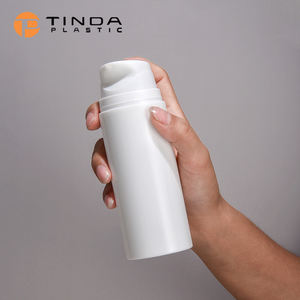 Flacons pompe sans air pour sérum et lotion pour le visage, 30 ml/50 ml/100 ml, en plastique, avec pulvérisateur, anneau de fermeture, impression sérigraphique, emballage blanc pour soins de la peau - Product Image 1