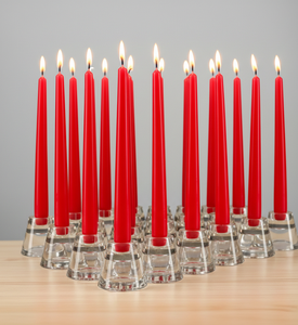 Royal <b>Red</b> Premium Paraffin Wax Taper <b>Candles</b> Smokeless Unscented Bulk Wholesale Set for Weddings Hotels Easter Birthdays - Product Image 1
