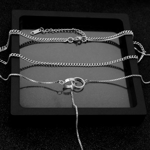 Hot Selling Simple Niche Design Double Layered <b>Chain</b> Necklace <b>Titanium</b> Steel Silver Plated Women's Necklaces Fashionable Jewelry - Product Image 5