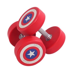 Manubrio in Acciaio Captain America per Allenamento in Palestra, Rivestito in Gomma, Ecologico, Inodore, per <span class=keywords><strong>Fitness</strong></span> Professionale e Personale - Product Image 1