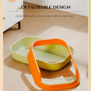 De nuevo diseño, valla superior semicerrada, bandejas de arena para gatos grandes de plástico, caja de arena para gatos con pala - Product Image 5