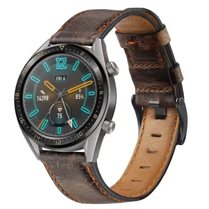 华伟GT2第一层牛皮表带22毫米皮革表带智能手表表带