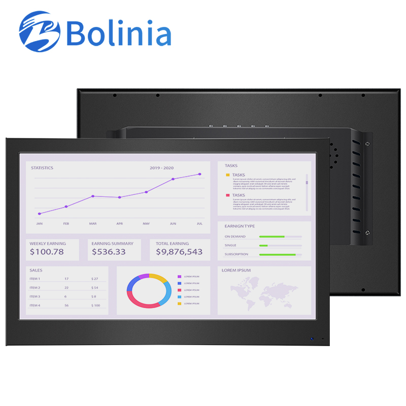 15.6 Inch Pure Flat Industrial Capacitive Touch Monitor with Aluminum Alloy Frame for Embedded Wall Mount