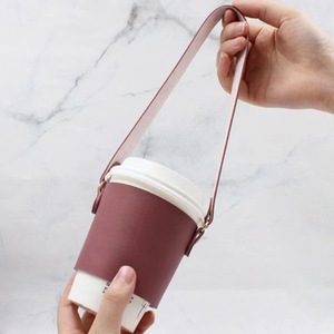 Fundas de cuero para tazas de té con leche y café, portátiles para exteriores, elegantes y sencillas, disponibles en stock. - Product Image 4