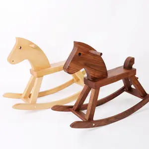 Wood Toys Small Kids Wooden Rocking Horse Baby Animal Decoration Balance Removable Rocking Chair Trojans