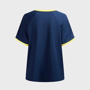 Nouveau été décontracté lettre impression T-Shirt femmes Patchwork col en v Shorts manches Football Jersey Y2K hauts amples Streetwear - Product Image 3