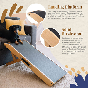 Rampa per Animali Domestici JIUZE in Legno Massiccio di Lusso, Pieghevole e Portatile, Gradino Regolabile per Cani da Esterno con Tappetino Antiscivolo, Sostenibile - Product Image 3