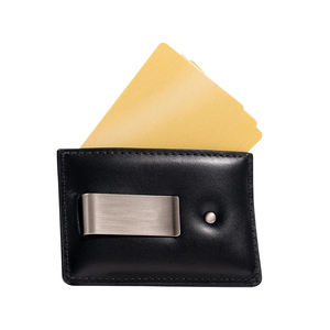LZ Porte-<span class=keywords><strong>carte</strong></span> d'identité mince en cuir de vachette pleine fleur pour hommes Portefeuille à clip magnétique avec poche avant Style mini pochette antivol - Product Image 4