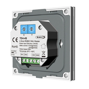 Controlador maestro DALI de <span class=keywords><strong>4</strong></span> zonas certificado DALI-2, panel táctil de vidrio montado en la pared RGBW de 2, alimentado por bus DALI o 24V CC para luz - Product Image 4