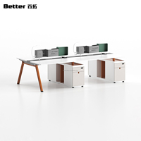 Meubles de bureau modulaires en bois de haute qualité au design moderne pour 2 à 4 personnes, poste de travail ouvert avec cloison de séparation