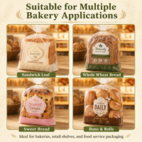 Sacs à pain en LDPE transparent de qualité alimentaire imprimés sur mesure, emballages en plastique pour pain en paine, pour boulangerie commerciale