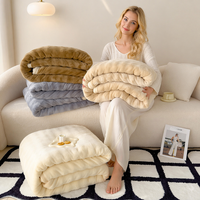 Couverture en velours de lapin épais, résistante à l'usure, en flanelle tricotée à bulles, multi-usages, pour la climatisation, la sieste, la maison et la literie