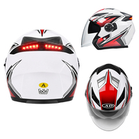 Casque de moto ouvert personnalisé en usine, certifié DOT, avec feux arrière de sécurité à LED, double visière, casque tout-terrain en ABS