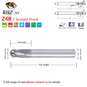 Tùy chỉnh 4-Sáo bóng mũi cuối nhà máy cắt 10mm Đường kính cacbua HRC phù hợp <hrc65 tialn + craln lớp phủ chuyên phay tốt nhất - Product Image 4