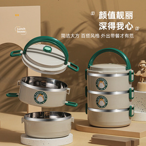 Boîte à <span class=keywords><strong>bento</strong></span> multicouche en acier inoxydable 304 belle boîte à lunch ronde pour étudiants boîte à lunch portable isolée - Product Image 2
