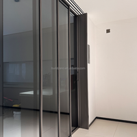 Porte coulissante moderne à double vitrage avec cadre en aluminium, étroite et fine, pour intérieur et extérieur, idéale pour salon et chambre.
