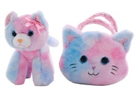 Chine usine OEM ODM coloré Sequin chat sac à main rose Kitty peluche sac à main jouets